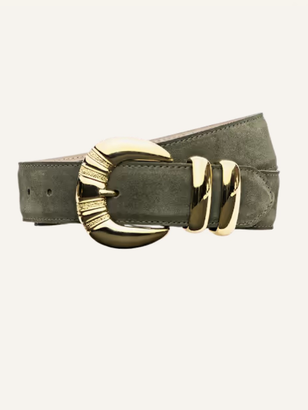 L'AGENCE Yarros Belt in Olive Suede
